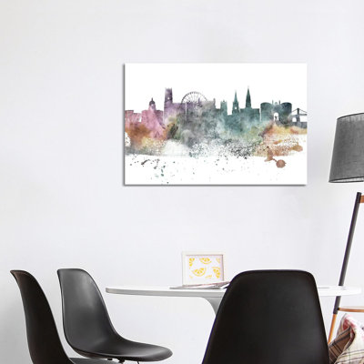 Nottingham Pastel Skyline by WallDecorAddict - Wrapped Canvas Print