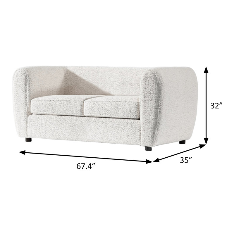 Causeuse l 67,4 po contemporaine, blanc cassé, Blanc cassé