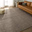 Tapis rayé tissé à plat à la main en brun / taupe-71603269