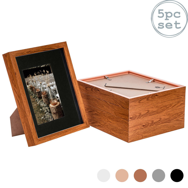 Nicola Spring - 3D Box Photo Frames - 8 x 10" with 4 x 6" Mount, Dark Wood/Black