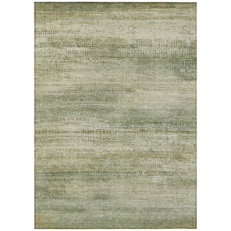 Machine Washable Indoor/Outdoor Xhevrie Aloe Rug, Rectangle 8' x 10'