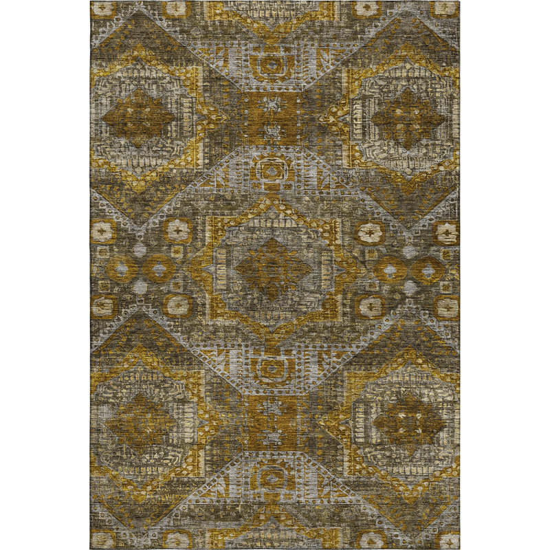 Premium Machine Washable Mayfield AMF1928 Global Rug, Rectangle 5' x 7'6"