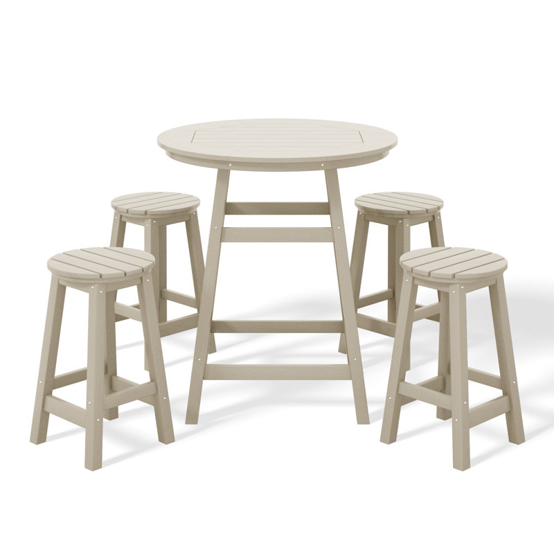 Laguna 5-Piece Round Counter Set, Tan