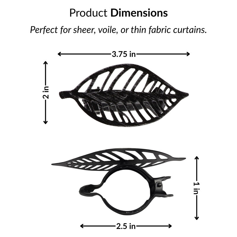 Leaf Curtain Tiebacks Set of 2, Black