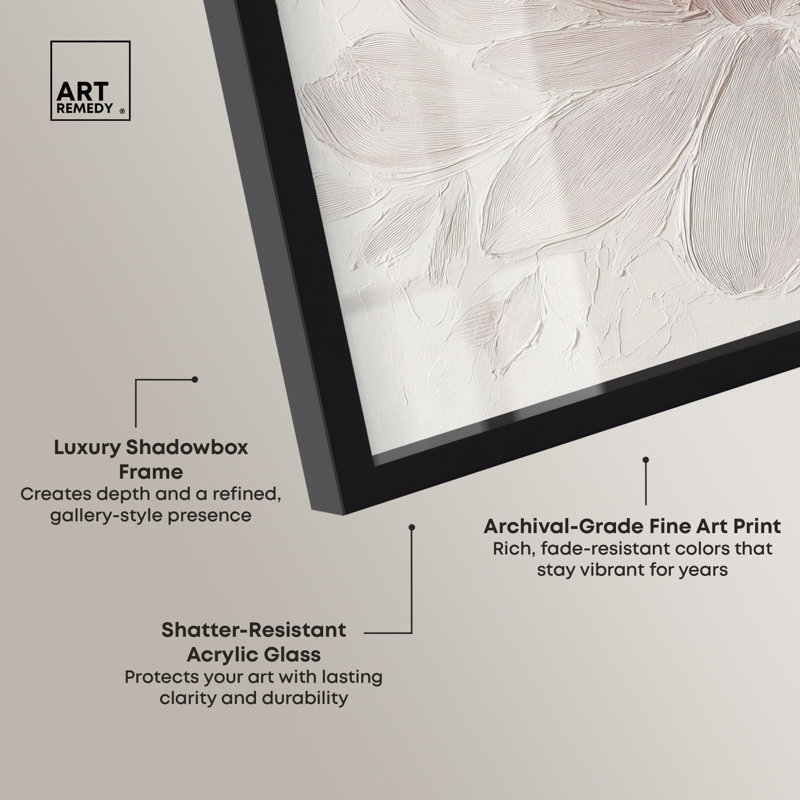 «Chalk Bloom Shadowbox Print», art mural par Art Remedy, cadre noir, 17 x 17, H 17 po x l 17 po, Structure noire