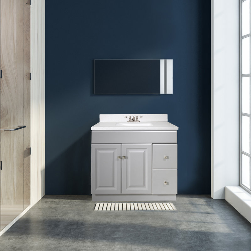 Wyndham 36 Inch Bathroom Vanity, Fully Assembled Sink Cabinet, Gray