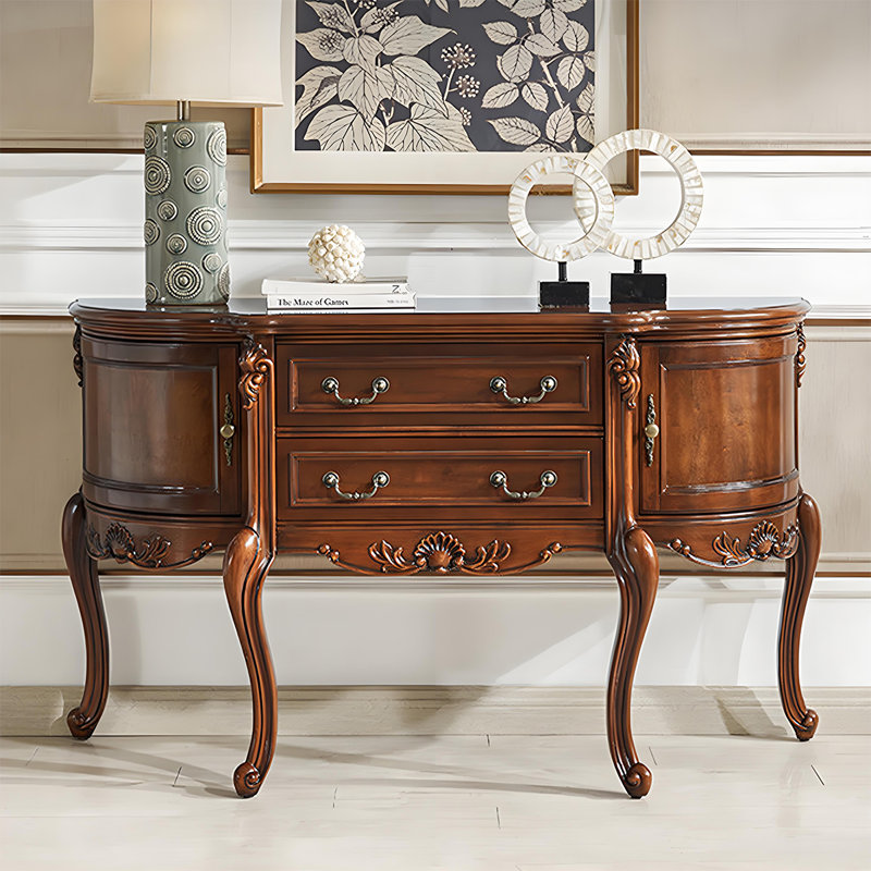 Table d'entrée 59,84 "style américain en bois massif sculpté brun