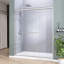 50 à 54 po X P 72 po H Porte de douche coulissante en verre semi-sans cadre en chrome Verre trempé