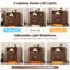Table de chevet moderne avec station de charge et lumières DEL, armoire de rangement réglable avec portes cannelées, table de chevet avec tablettes ouvertes pour la chambre à coucher et le salon