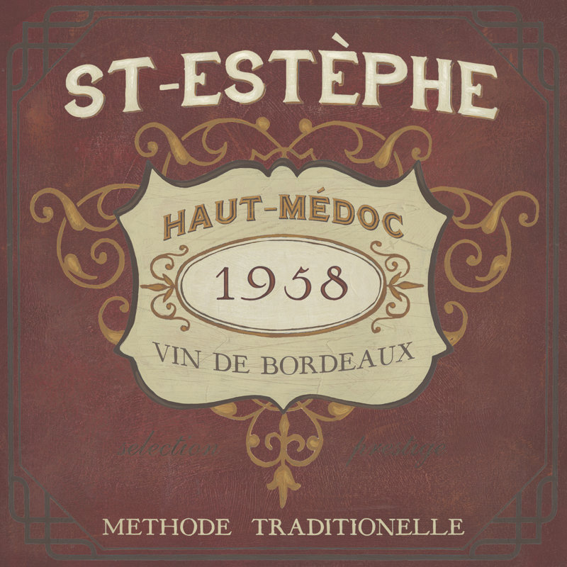 «Vintage Wine Labels IV» par June Erica Vess, impression sur toile tendue, H 12 po x l 12 po x P 1,25 po