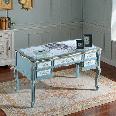 American Country Style Painted Five-drawer Desk