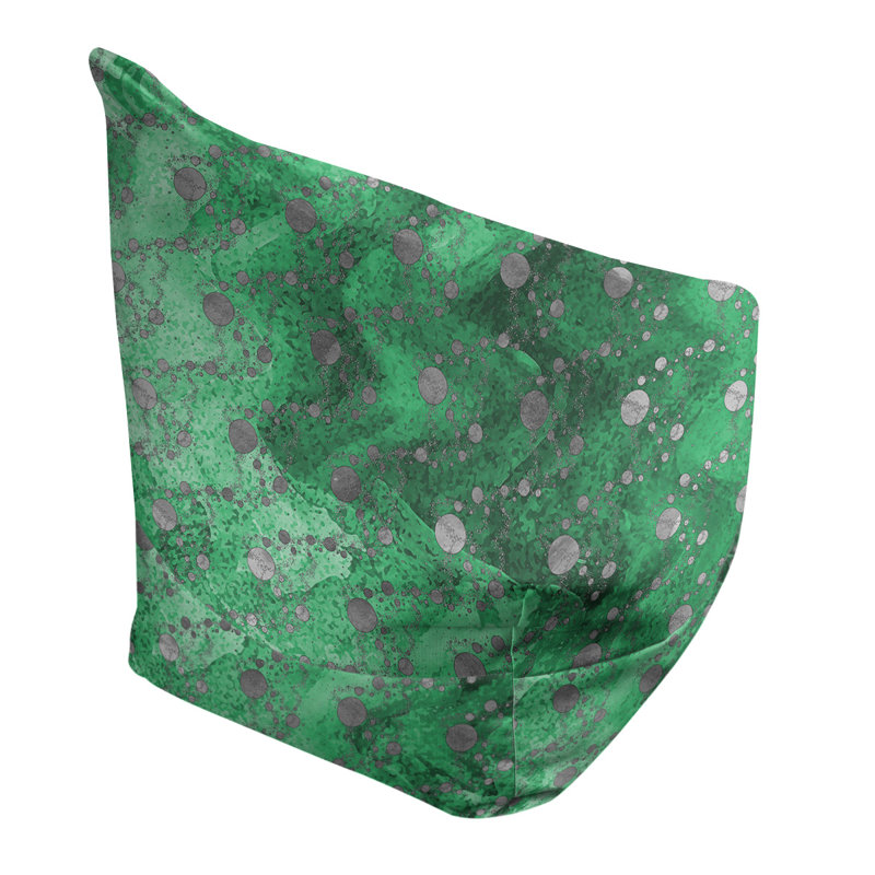 Fauteuil sac de pois Leffel, H 27 po x l 30 po x P 25 po, Housse de pouf, Vert / Gris