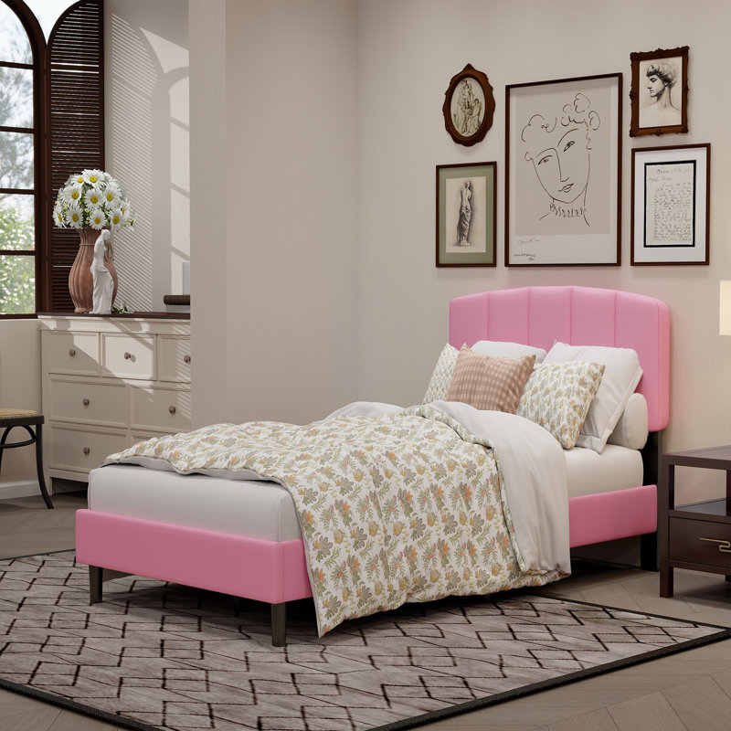 Lit tapissier standard, Rose, Simple