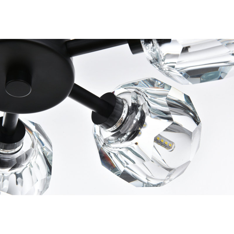 Yiau Crystal Flush Mount, Black