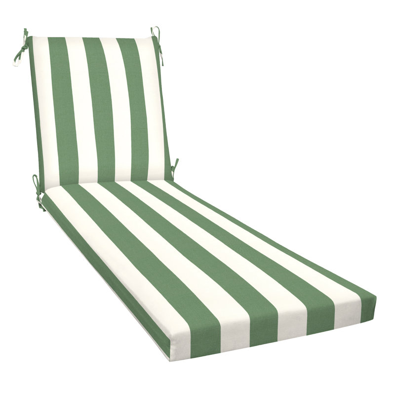 Outdoor Chaise Lounge Cushion – Weather-Resistant, Reversible, Plush Comfort - Basics by Wayfair™, Green Awning Stripe