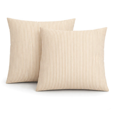 2 Pack Outdoor Throw Pillows, Waterproof & Fade-Resistant Patio Cushions For Garden, Porch, Poolside Furniture - Soft & Comfortable Decorative Pillow Covers (18X18 Inch, Beige White)