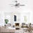 52" Cement Gray Downrod Ceiling Fan With Artisan Glass Light & Silent Dc Motor