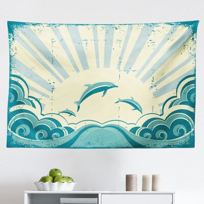 Ambesonne Dolphin Tapestry, Nautical Inspirations In Dolphins With Rising Sun And Swirled Ocean Waves, Fabric Wall Hanging Decor For Bedroom Living Ro -  East Urban Home, C5B072DB29E542D88A1C4E817894687A