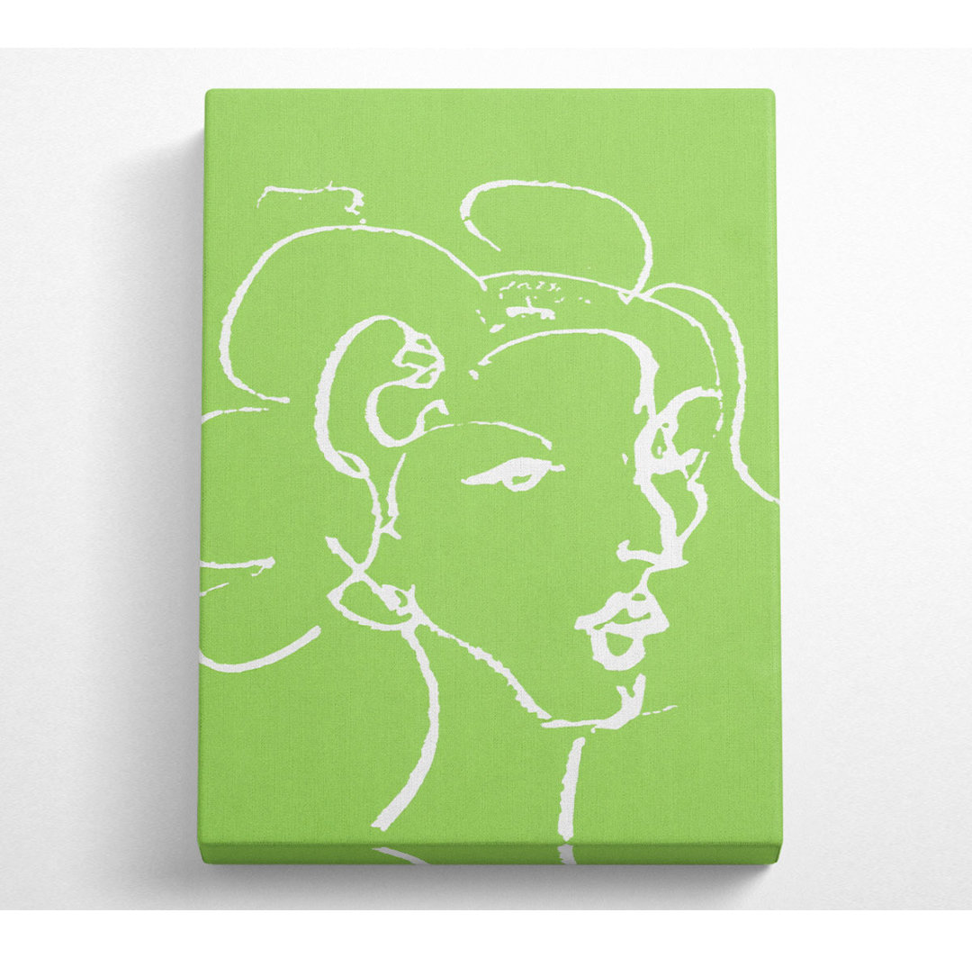 Pretty Lady Sketch Lime Green - Kunstdrucke auf Leinwand