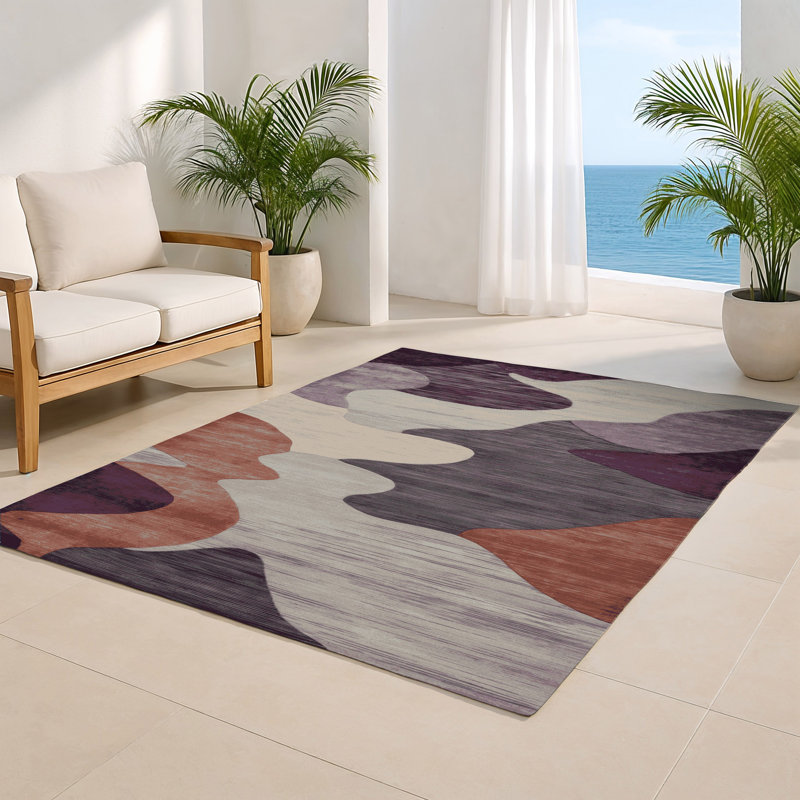 Tapis intérieur et extérieur noir Watercolor, Rectangulaire 2 pi x 3 pi