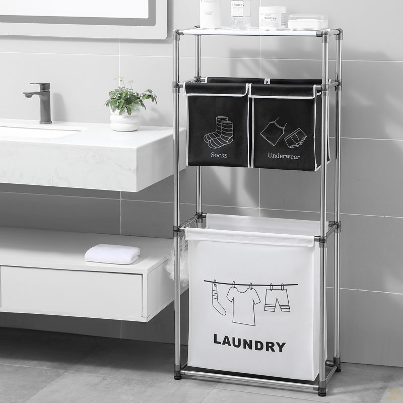 Laundry Hamper 3 Tier Laundry Sorter With 4 Removable Bags