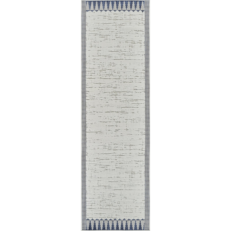 Tapis de couloir à motif géométrique crème / bleu 2 pi x 10 pi (2 pi 2 po x 10 pi) Selene de Branch Branch
