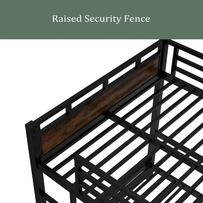 Metal Bunk Bed/Metal Loft Bed,Separable Bunk Beds,With Raised Security Fence, Wood, Full Over Full
