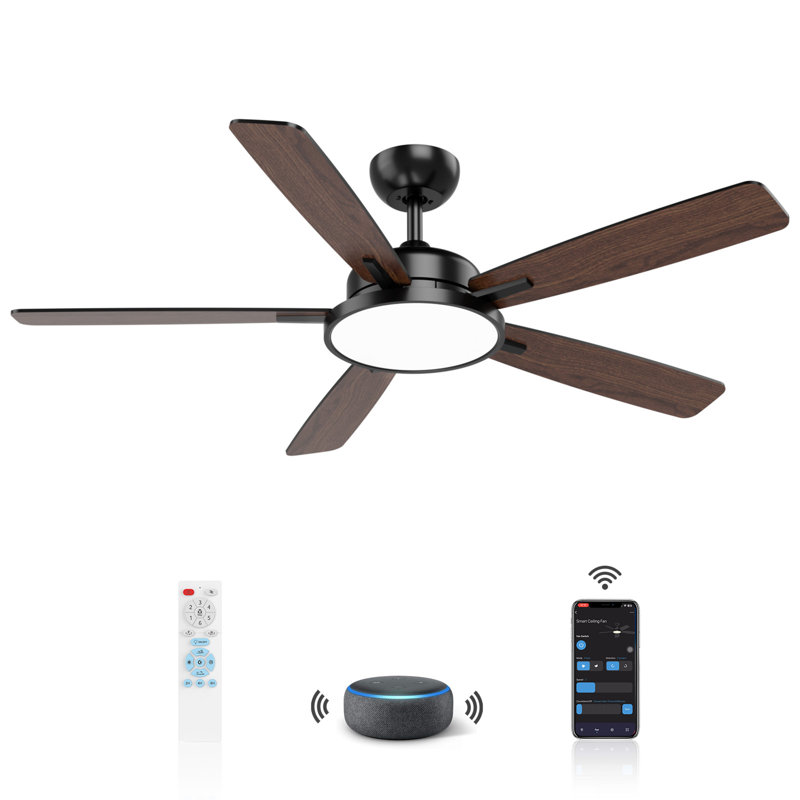 2 ventilateurs de plafond intelligents de 52 po avec lumières DEL, Noir