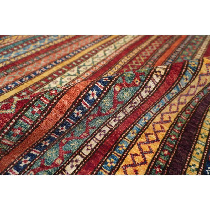 Aryana Wool Striped Area Rug in Red