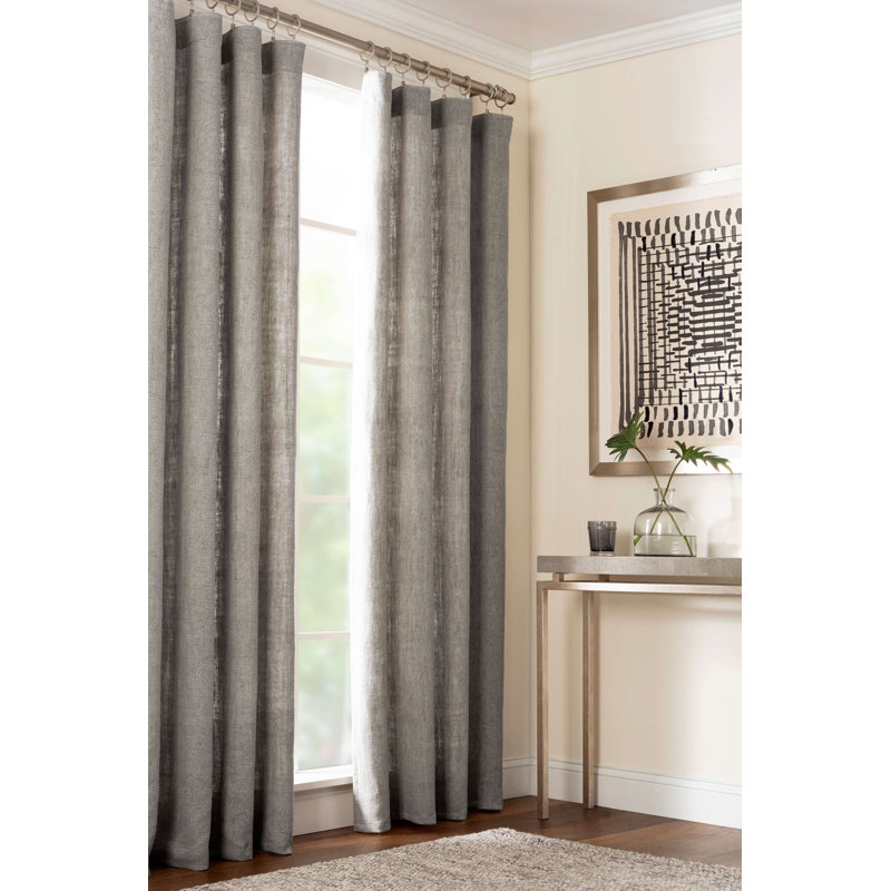 Stone Washed Linen Curtain Panel, 50"W x 84"L, Natural