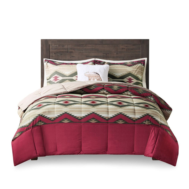 Édredon très grand avec coussin décoratif - Matériau semblable à de la flanelle, imprimé à motif écossais, 2 taies décoratives, et literie 100% lavable à la machine pour un confort optimal