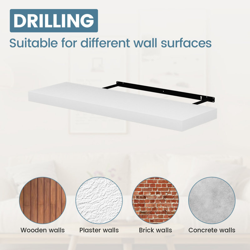 1 Piece 80cm MDF & Thick Steel Bracket Floating Shelve