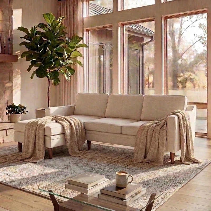 Canapé modulaire réversible 2 pièces Azriah, Chenille beige