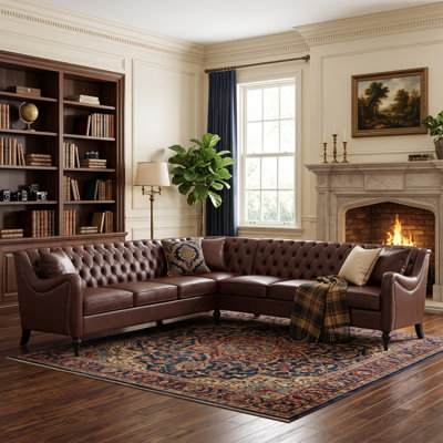 103" Wide Modern American / Transitional Solid Chesterfield Corner Sectional for Living Room