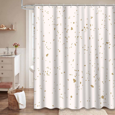 Rideau de douche en confettis or avec 12 crochets En Sans