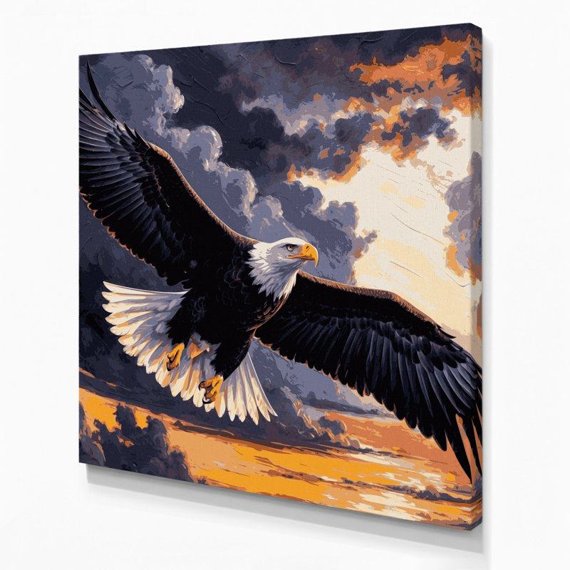 Oiseaux, aigle à queue blanche, toile grise, H 12 po x l 12 po