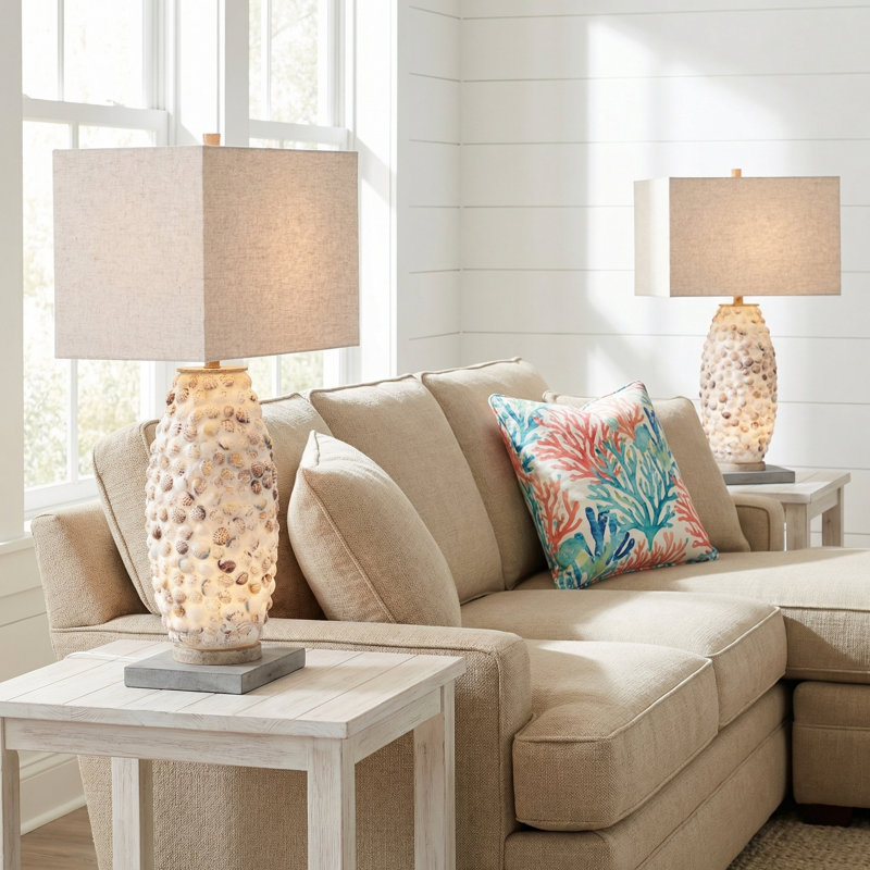 30.5" Resin Table Lamp With Oat Shade