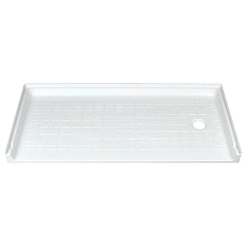 CareGiver 60'' W 30'' D Rectangular Single Shower Base, White, Right