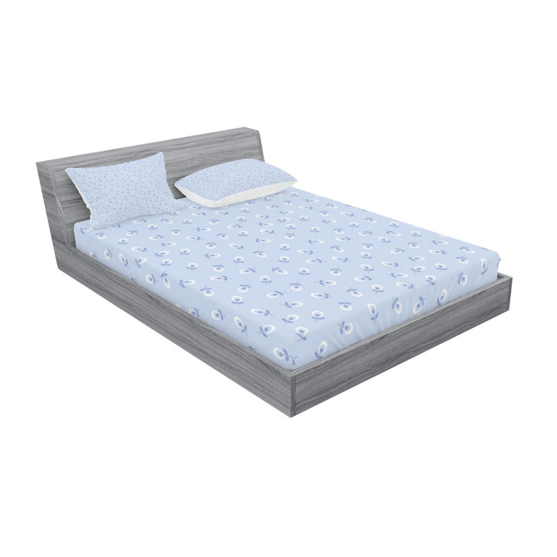 Microfiber Floral Sheet Set, Queen Sheet Set with Fitted Sheet