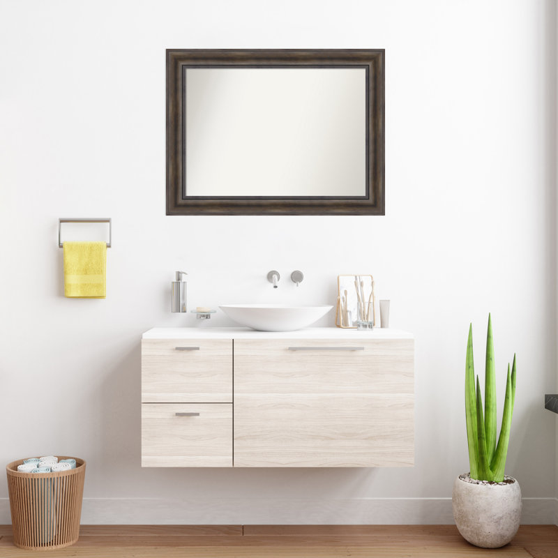 Miroir mural en bois massif Bostynn, Rectangle, H 25,5 po x l 33,5 po