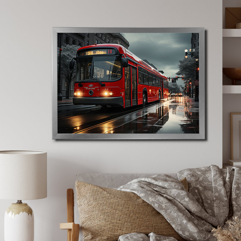 Red City Bus Rhyth II - impression, Cadre simple argenté, H 16 po x l 32 po x P 1 po