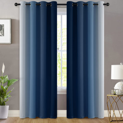 Rideaux ombrés bleus et gris-blancs, rideaux obscurcissants dégradés, rideaux isolants et isolants (2 panneaux, 52 po x 84 po)