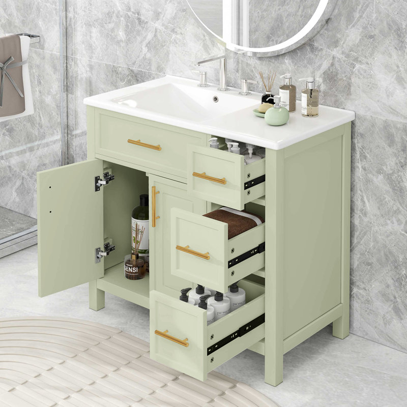 Meuble-lavabo simple 36 po avec plateau en céramique Fakrrudeen