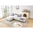 4 - Seat Featuring Modular Parts, Hidden Storage Units And Matching Accent Pillows, Beige Linen Upholstery, Foam Filler, 97 Inch Depth, 57 Width, 34 Height For Contemporary Home Decor With Seats,-837578036