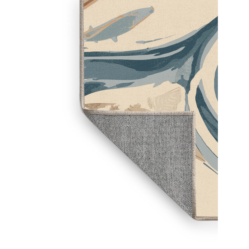 Machine Washable Paizlei Venice Canals Coastal Arc Rug in Beige – Beige Binding, 6x9