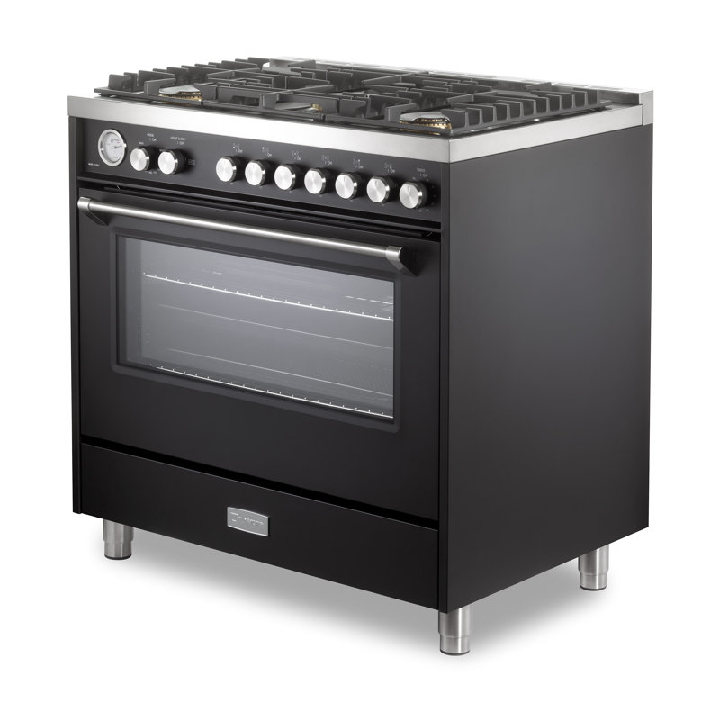 Verona Ultima Series 36 Inch Gas Range with 5 Sealed Burners, Black