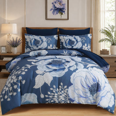 Ensemble d'édredon floral 7 pièces - Ensemble de literie en microfibre douce pour toutes les saisons