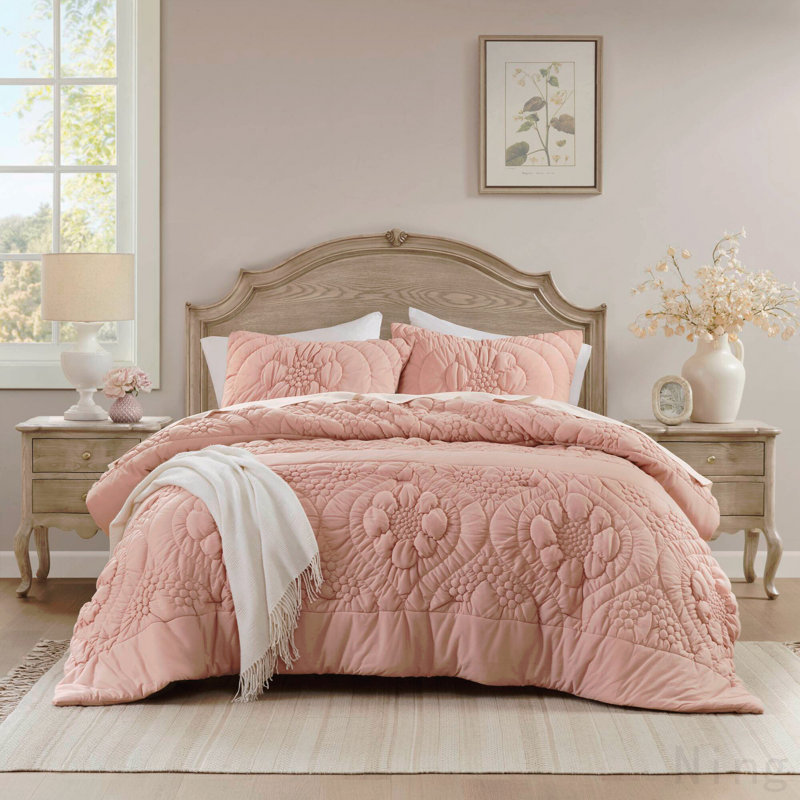 3-Piece King Comforter Set,Pink, King Comforter + 3 Additional Pieces