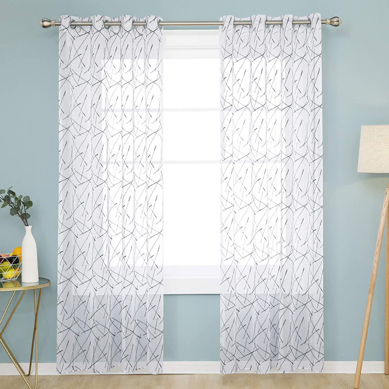 Amelien Sheer Curtain Pair, Grey, 140 W x 175 D cm