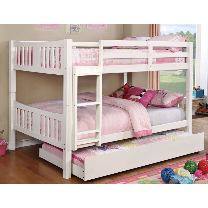 Lit simple superposé au dessus d'un lit simple transitionnel de 13 pièces Lattes sur le dessus et le dessous, joint de sécurité à glissières, matelas de lit gigogne qui n'est pas dans la finition de style énuméré, fabrication en bois massif, spécial